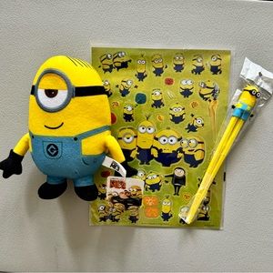 Despicable Me Minon plush, Stickers, Chop Sticks | Free Gifts included | NEW